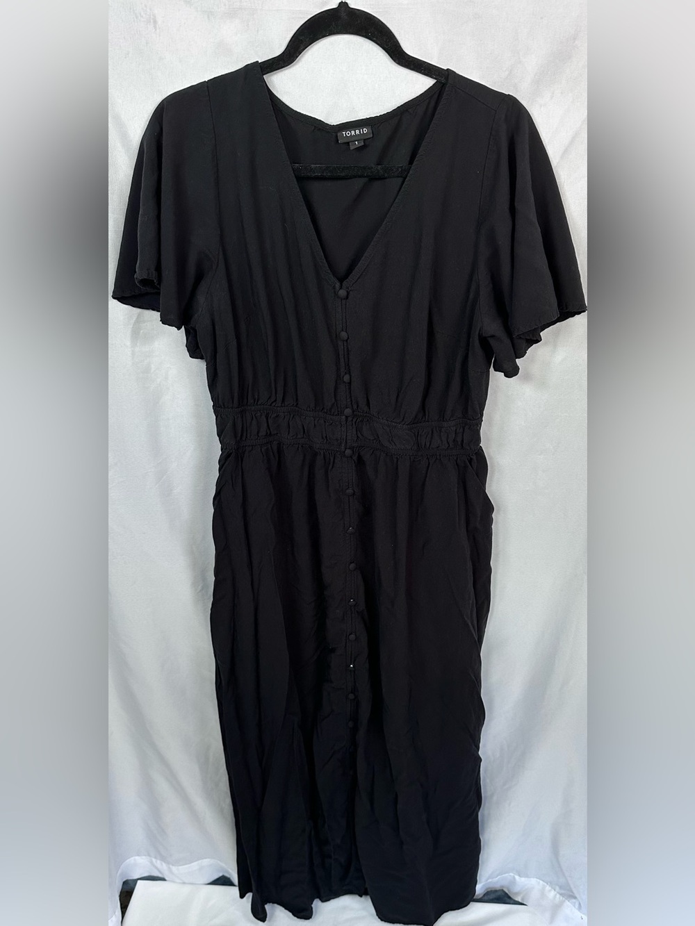 Torrid Black Button Down Midi Dress Size 1